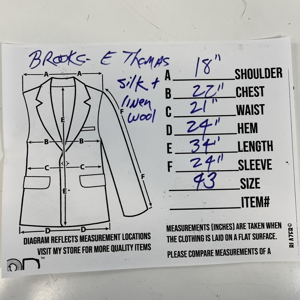 Brooks Brothers Fitzgerald Silk Linen E Thomas  43R Gray Herringbone Sport Coat - Picture 4 of 16